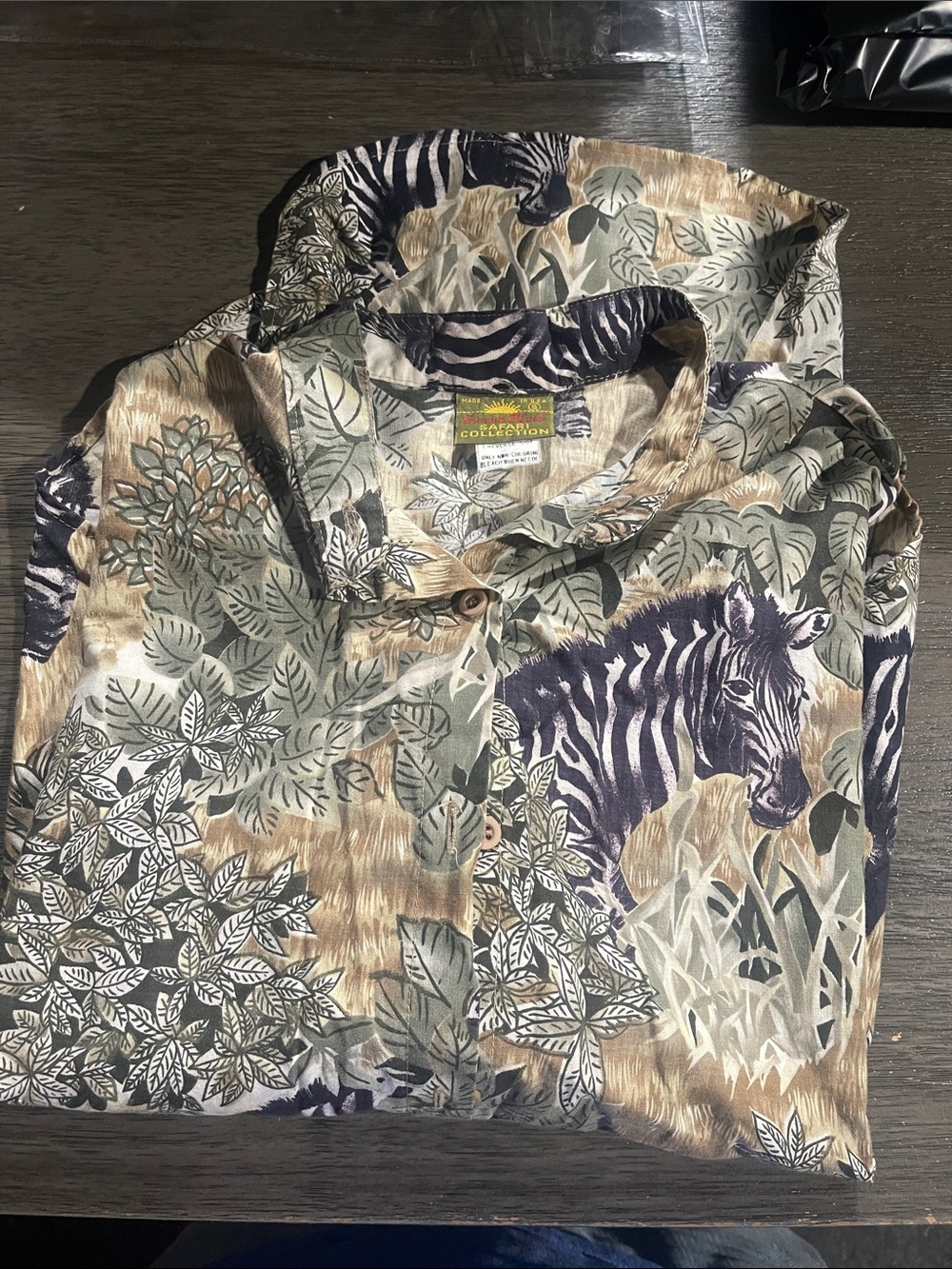 Sunset Blues Safari Collection Womens Sz S Zebra Print Button Up Top
